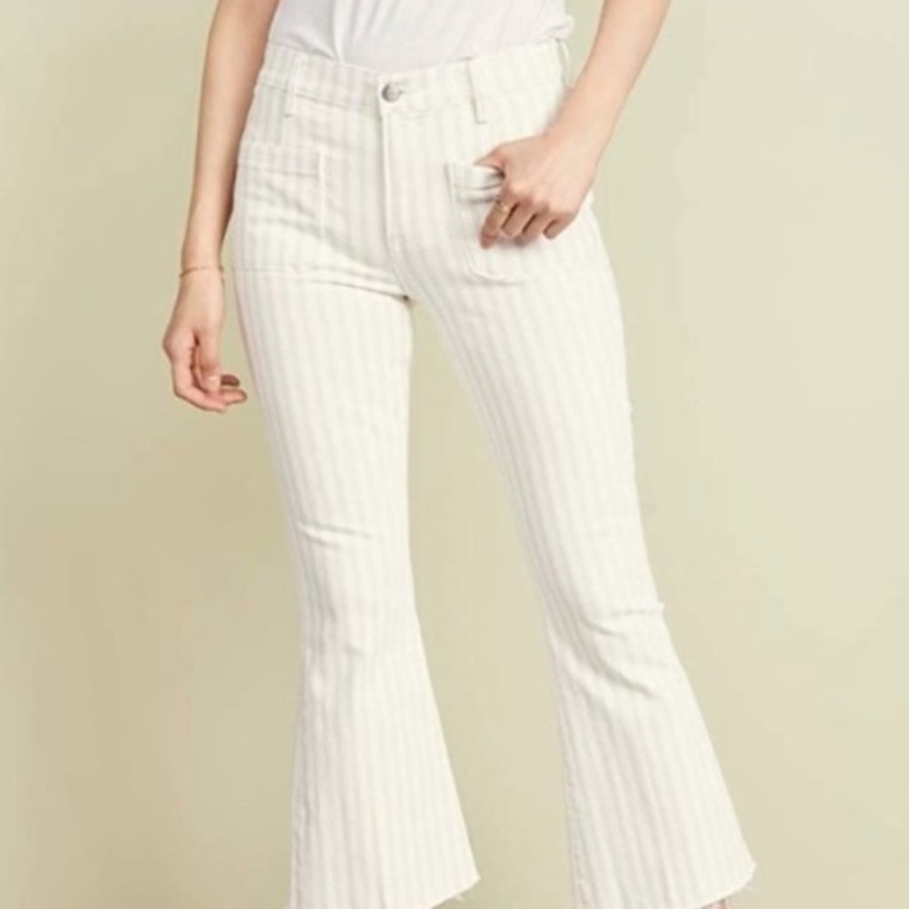 Frame Le Bardot striped Cropped Flare Pants